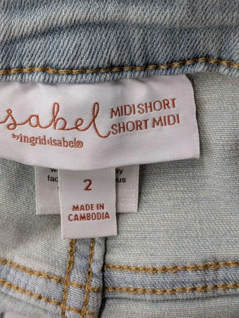 Maternity Denim Shorts Light Wash Stretch Casual Elastic Panel Mid Rise Size 2